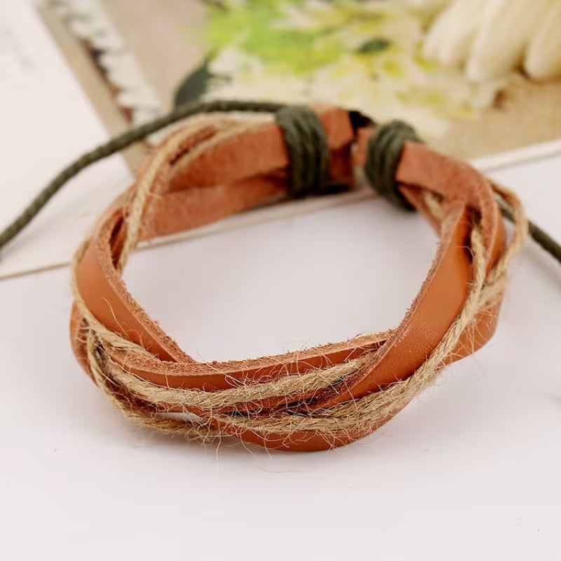 Retro Genuine Leather Woven Bracelet