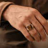 Gold-Plated Tiger’s Eye Stainless Steel Ring