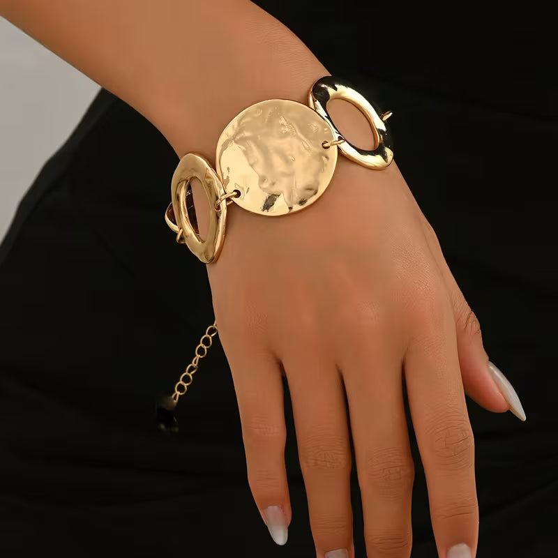 Geometric Hollow Circle Metal Bracelet