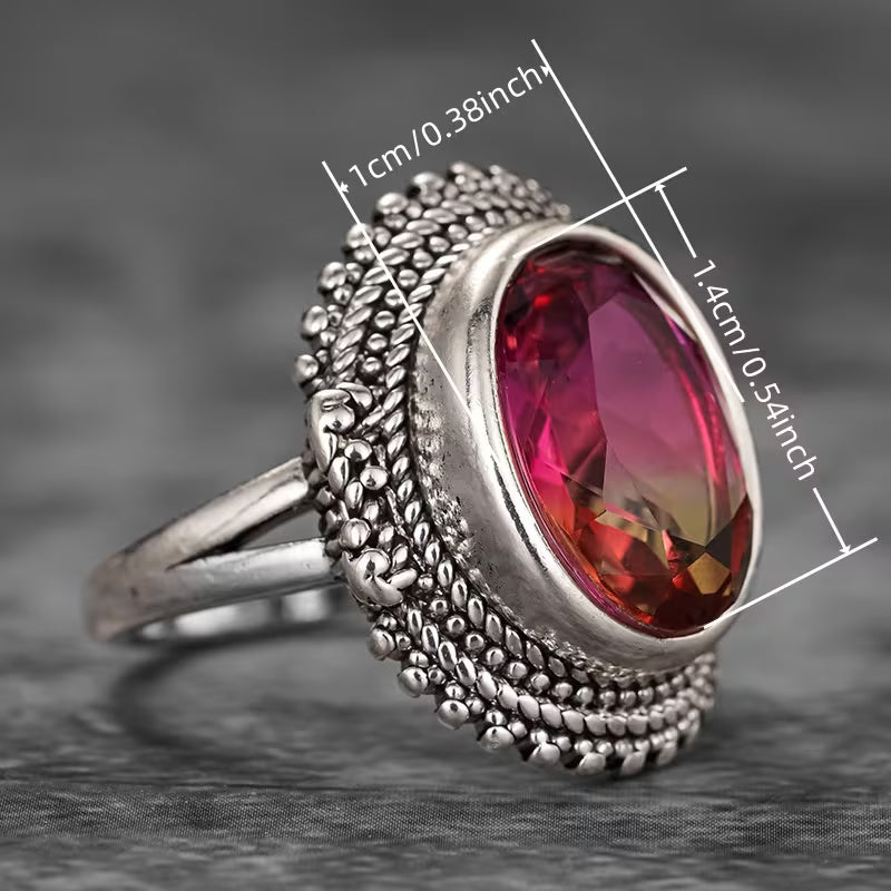 Vintage Rainbow Oval Zirconia Ring