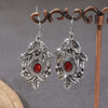 Retro Floral Leaf Zircon Earrings