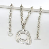 Geometric Hollow Square Pendant Necklace