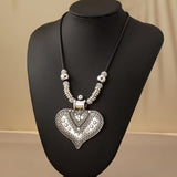 Bohemian Vintage Embossed Heart Pendant Necklace