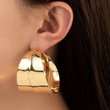 Elegant Golden-Tone Wide Hoop Earrings