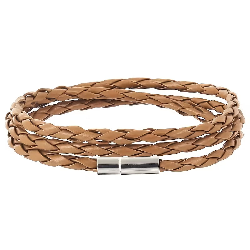 Handmade Woven Faux Leather Couple Bracelet