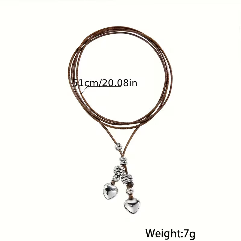 Bohemian Heart Multi-Layer Anklet – Adjustable Alloy Chain for Women