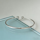Adjustable Double Ball Open Cuff Bracelet