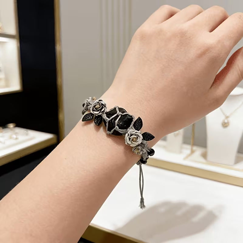 Handmade Black Rose Gothic Bracelet
