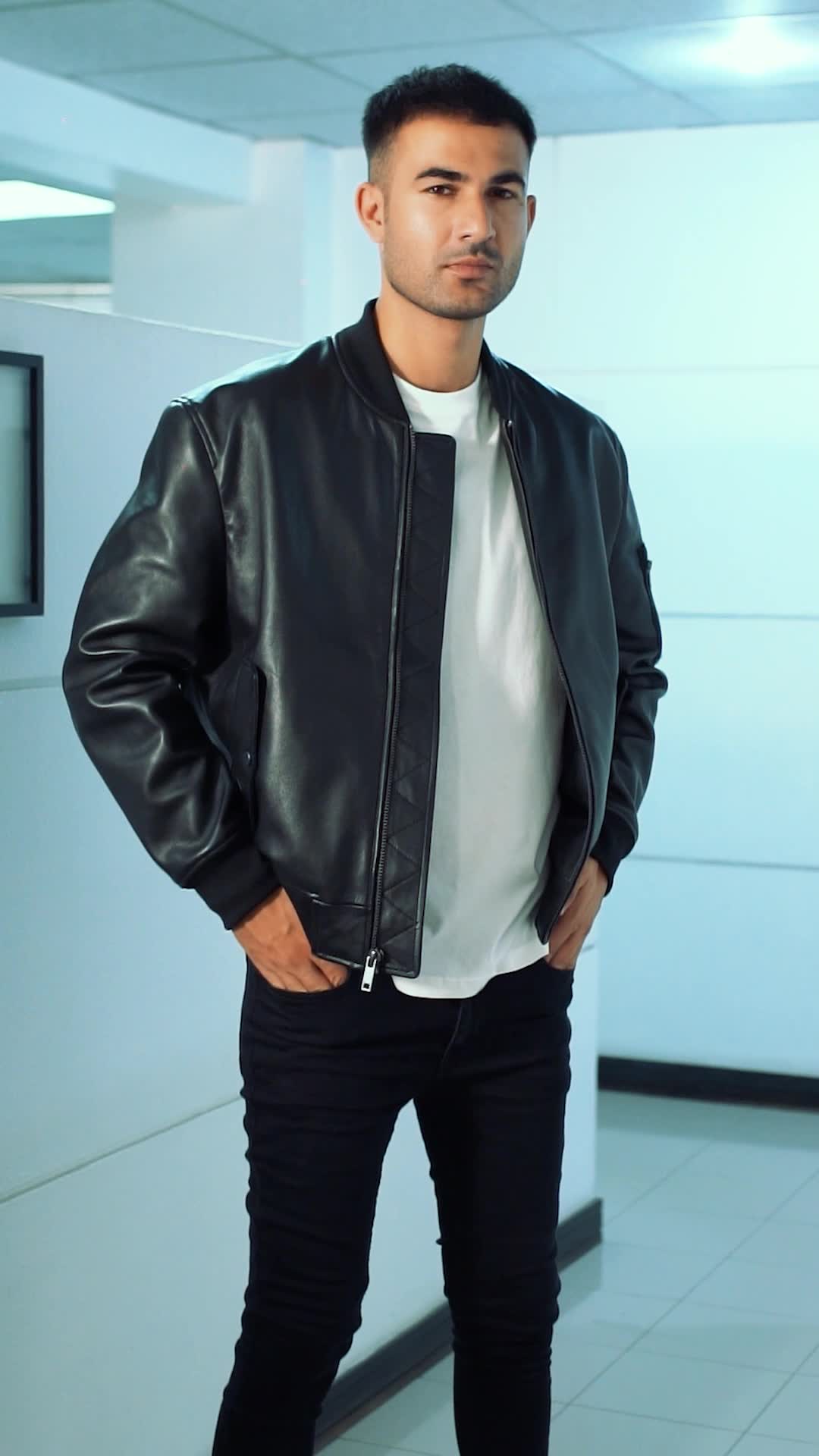 Real Leather Bomber Jacket