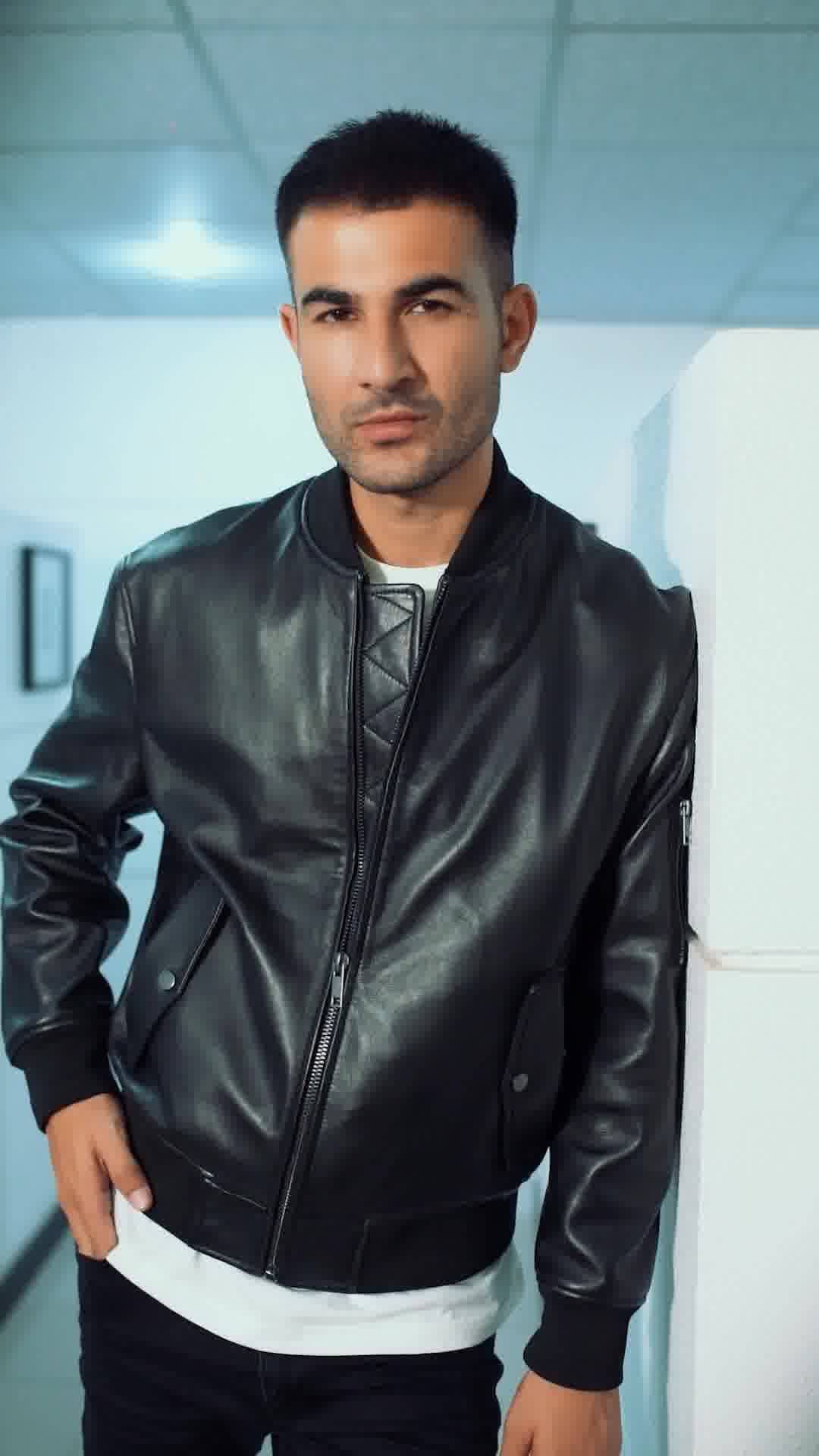 Real Leather Bomber Jacket