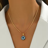Evil Eye Blue Eye Pendant with Snake Chain,