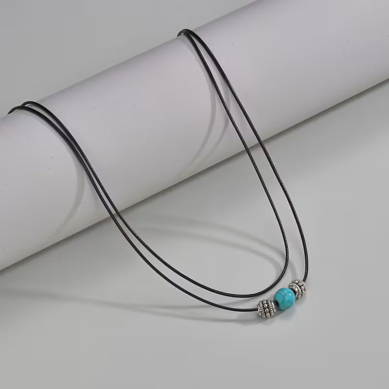 Double-Layered Turquoise Pendant Necklace