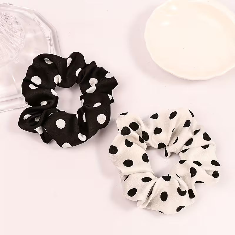 2PCS Boho Polka Dot Fabric Scrunchie Set
