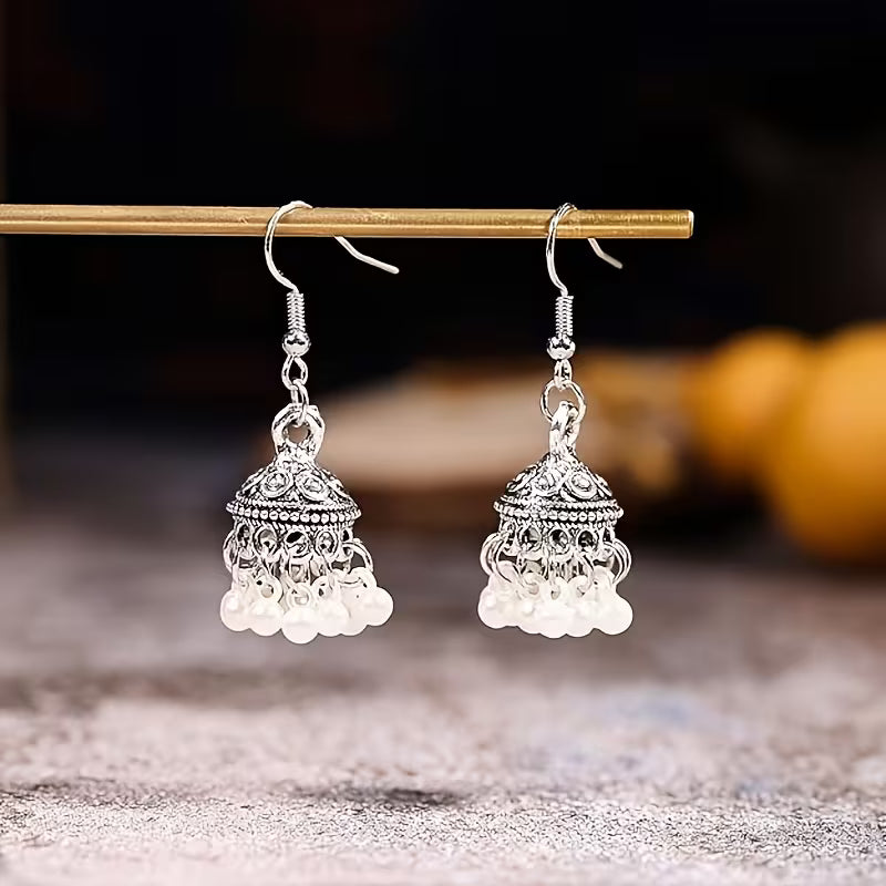 Boho Pearl Tassel Alloy Earrings