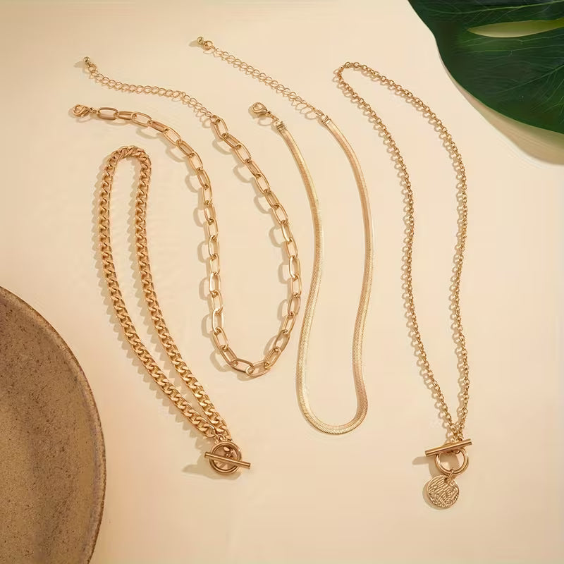 Vintage Snake Chain Layered Necklace Set
