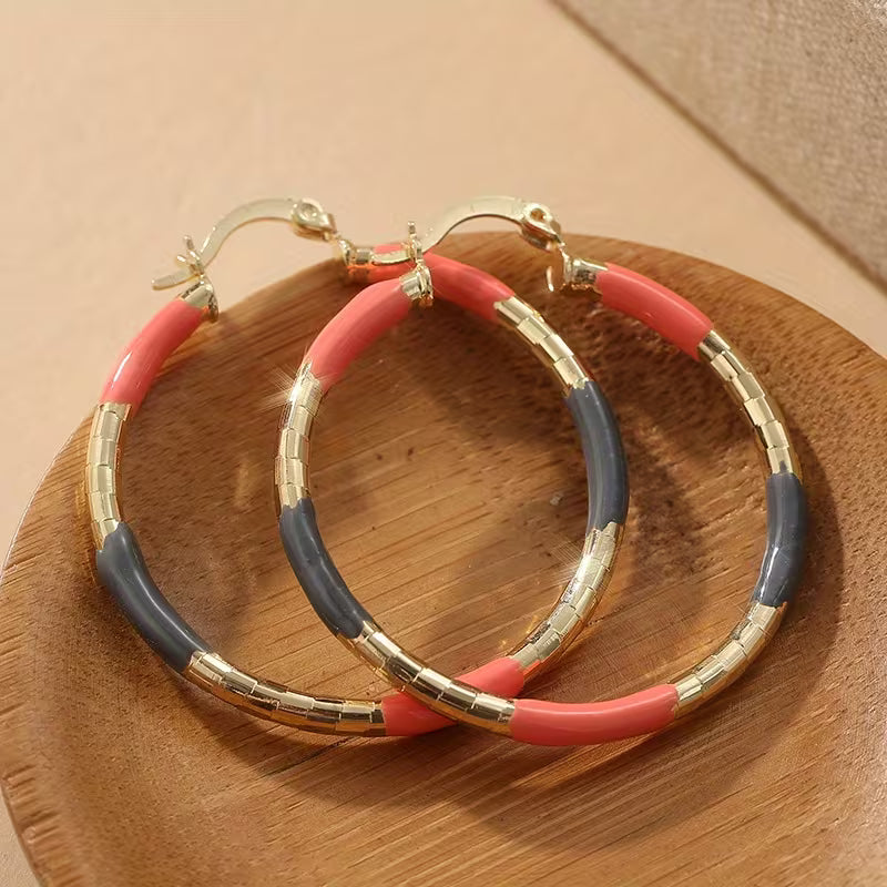 Golden Pink Copper Hoop Earrings