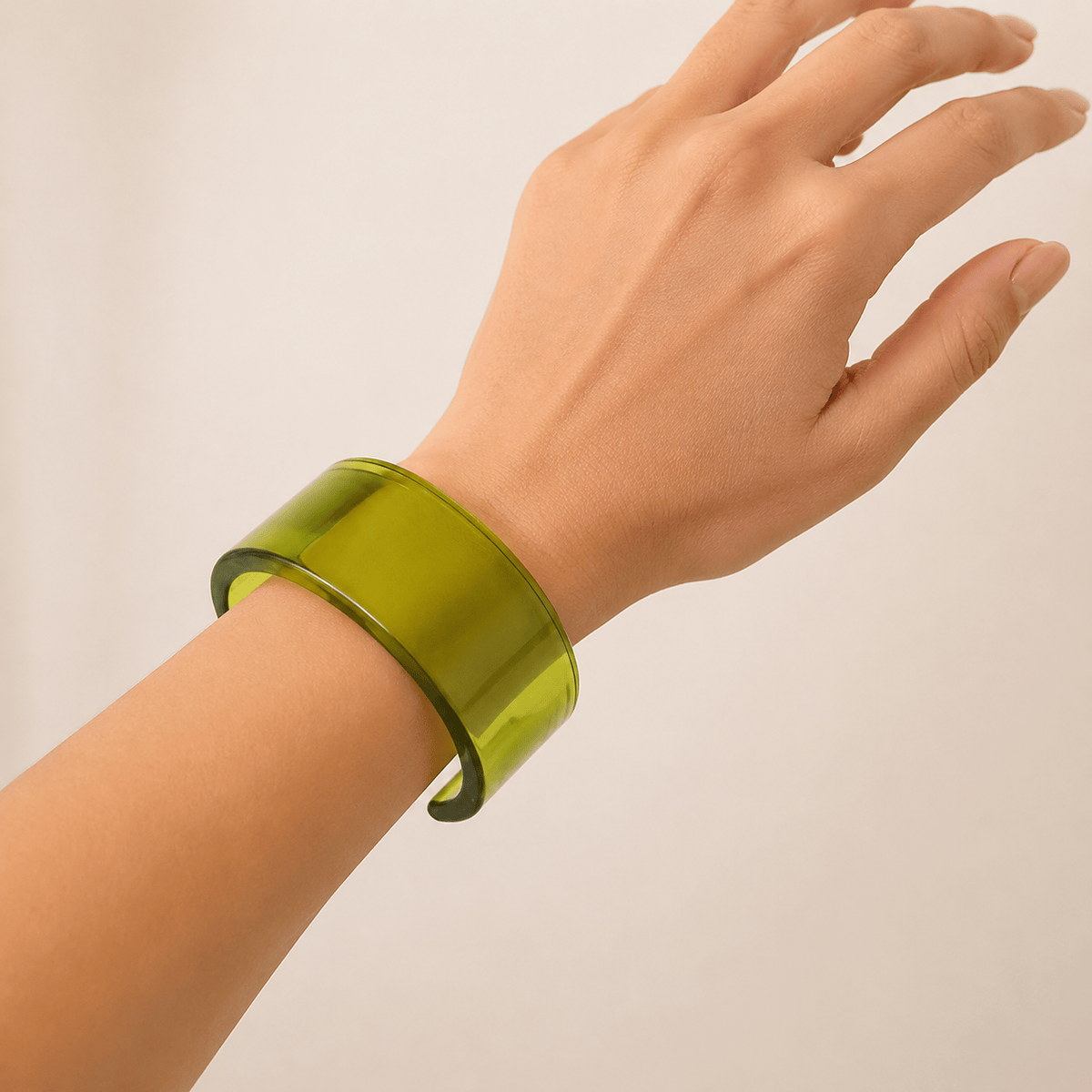 Colorful Transparent Resin Wide Cuff Bracelet for Women