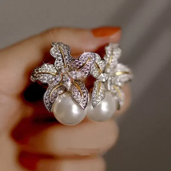 Elegant Lily Flower Stud Earrings