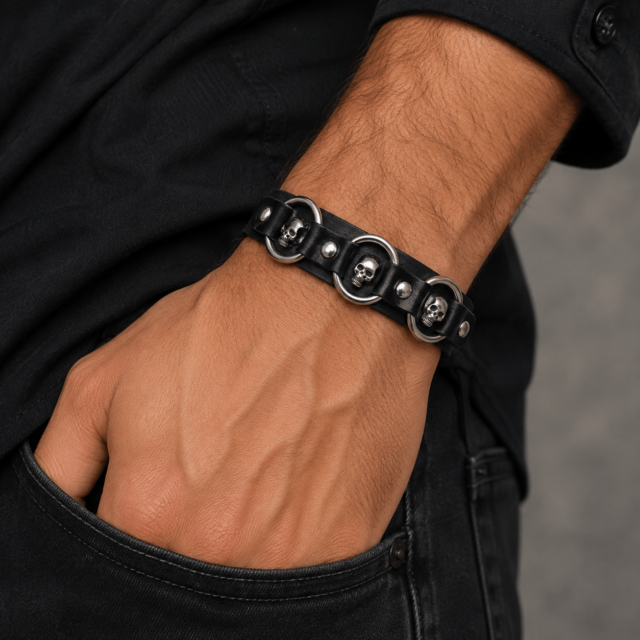 Punk Skull PU Leather Bracelet