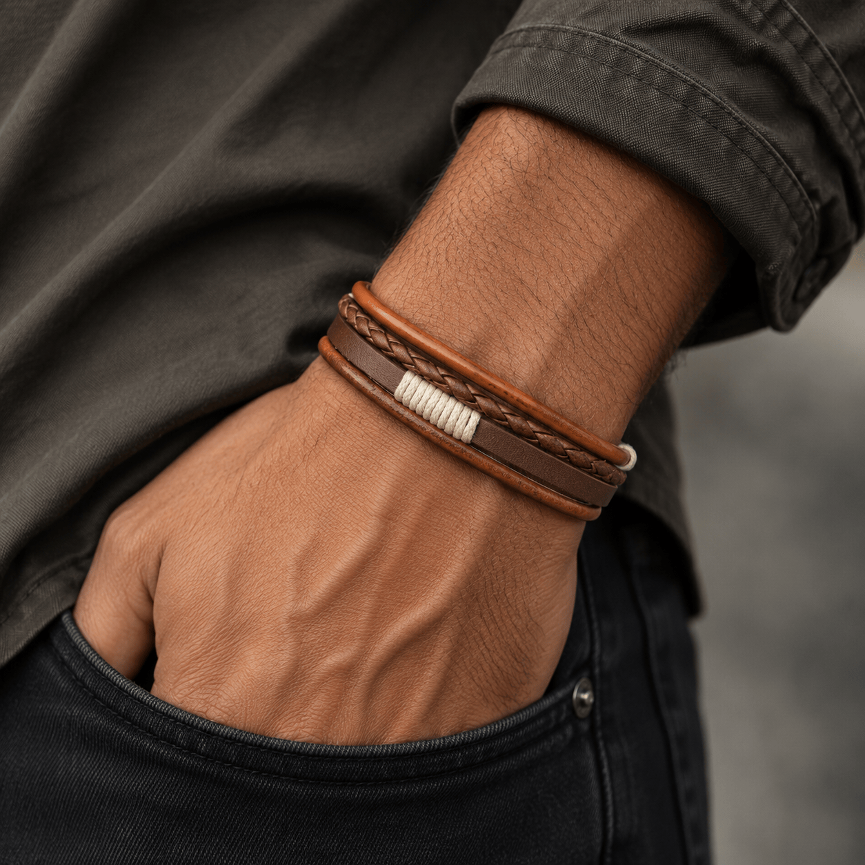 Handmade Braided PU Leather Bracelet