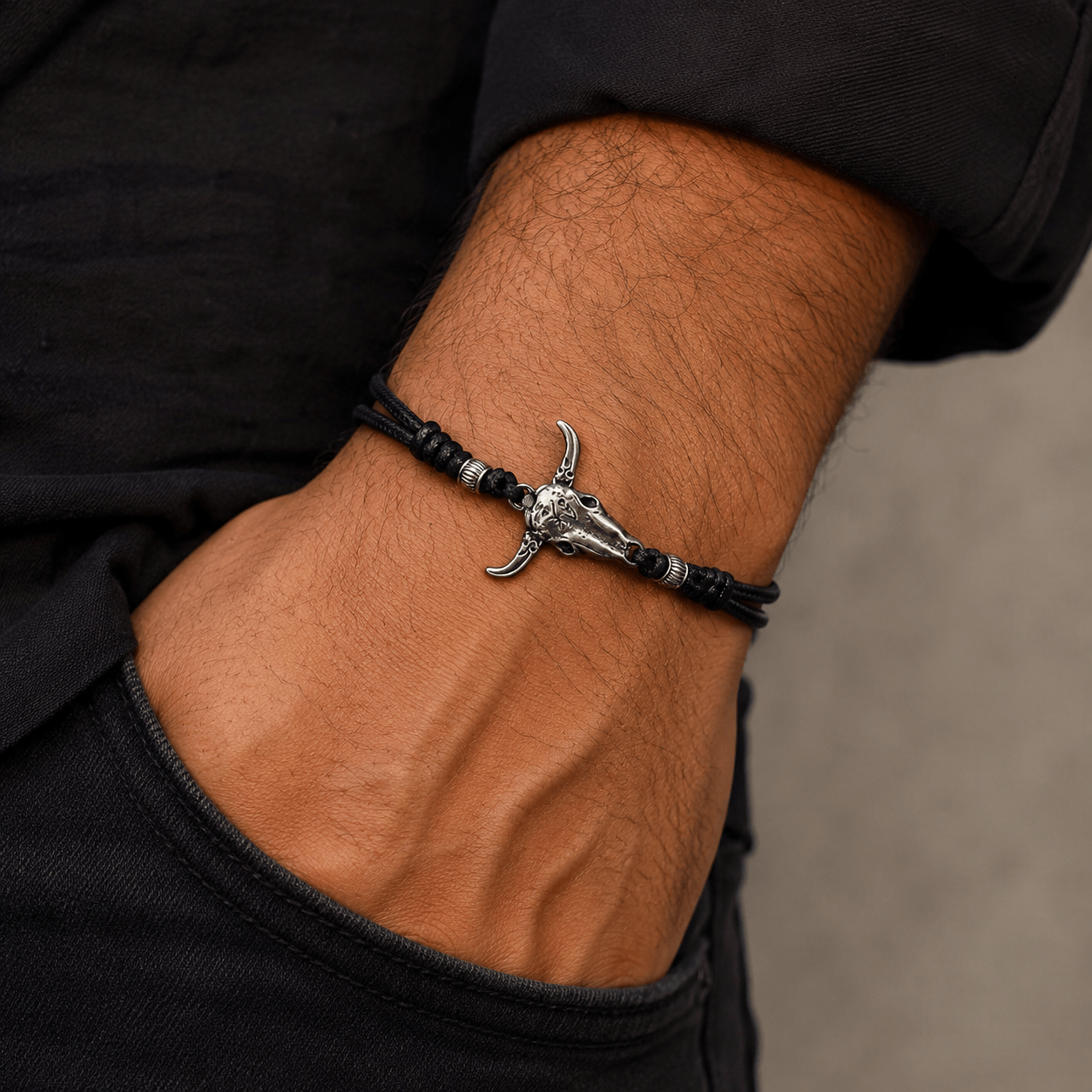 Western Bull Head Woven Bracelet
