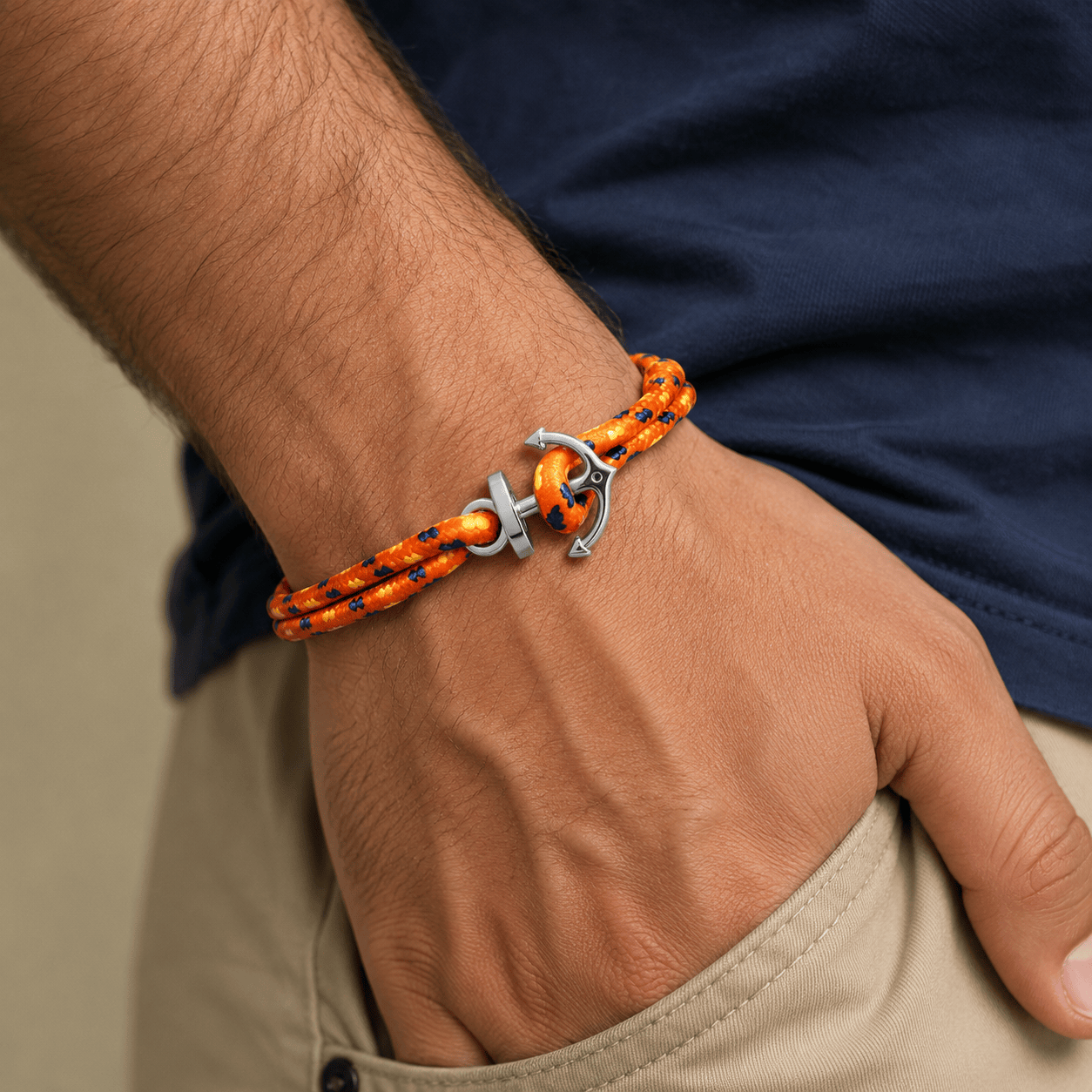 Menβs Nautical Anchor Rope Bracelet