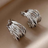 RYYM Women'S Vintage Multilayer C-Shaped Hoop Earrings