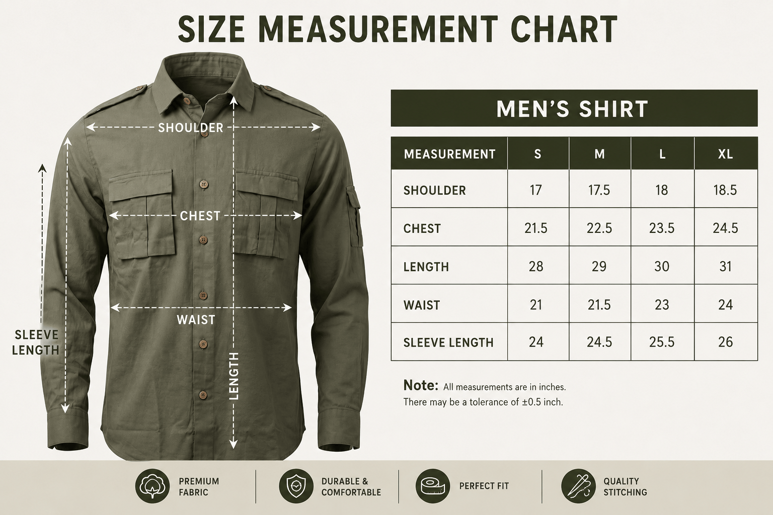 Men's Olive MilitaryCargo Shirt