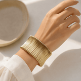 Multi-Layer Striped Wide Cuff Bracelet