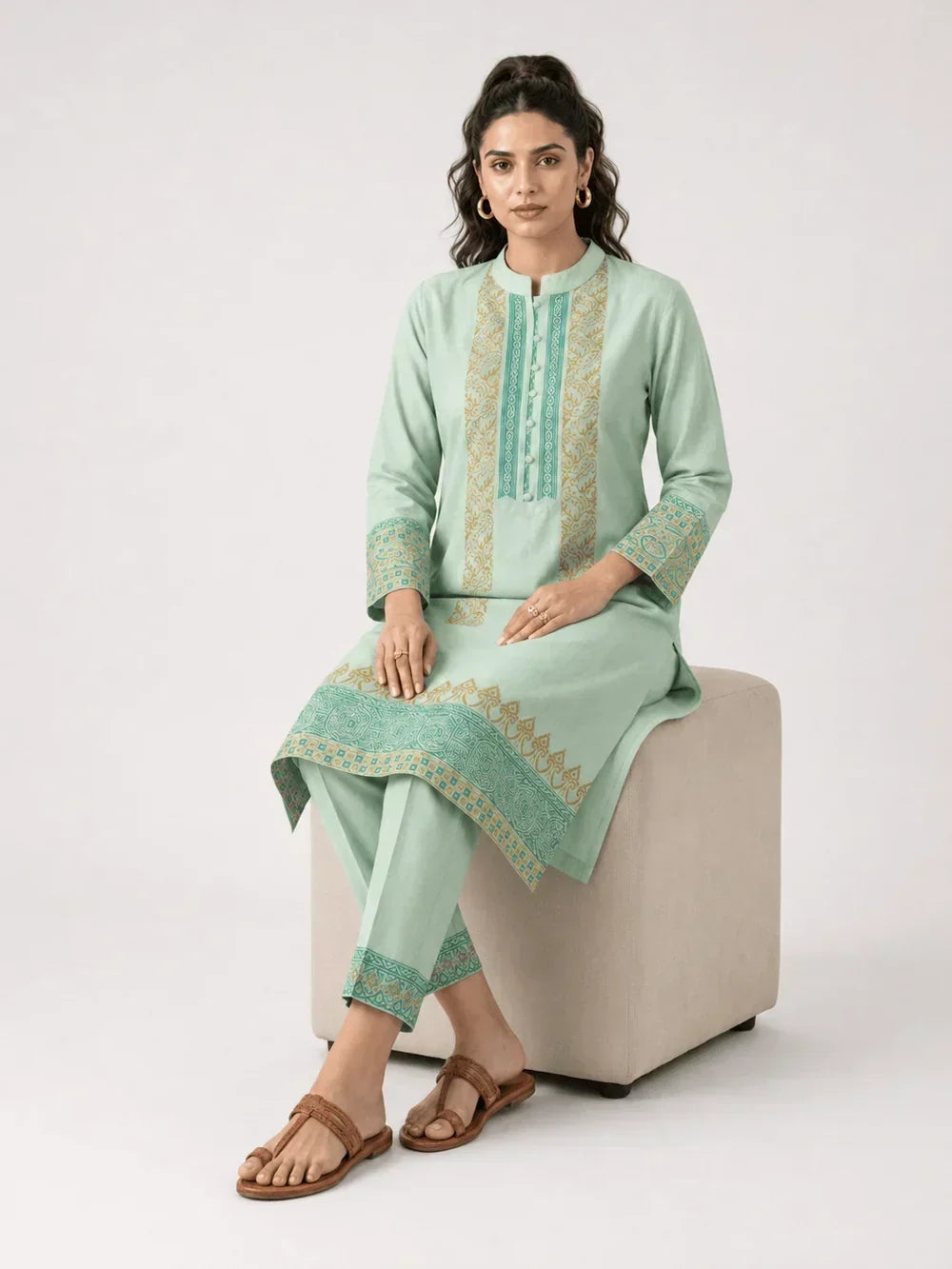 Mint Green Block Print Set