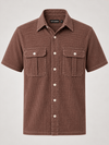 Men's 100% cotton mini-waffle camp shirt