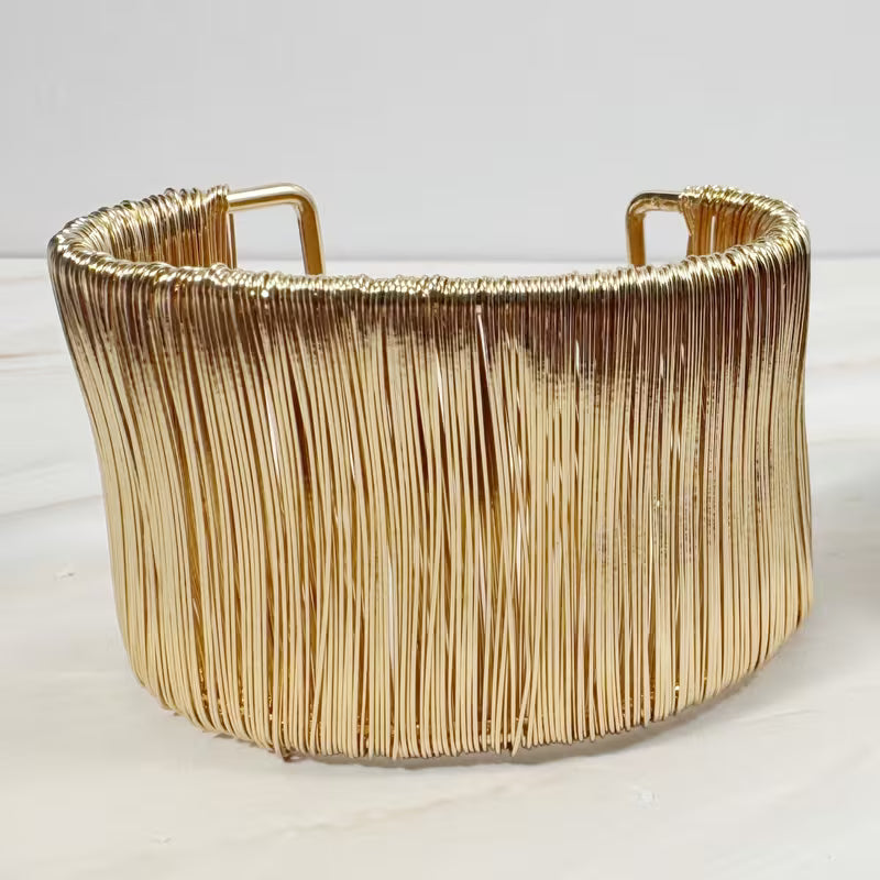 Multi-Layer Striped Wide Cuff Bracelet