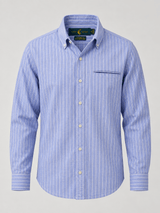 Men's Cotton Linen Blend Stripe Button Down Shirt.