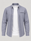 Men's Cotton Linen Blend Stripe Button Down Shirt.