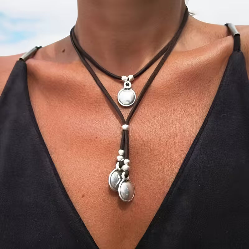 Vintage Double-Layer Pendant Necklace