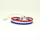 Red, White & Blue Woven Couple Bracelet