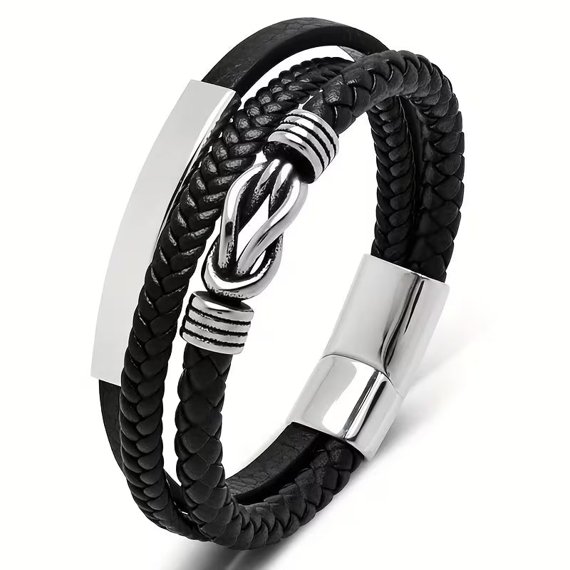 Vintage Braided Faux Leather Charm Bracelet