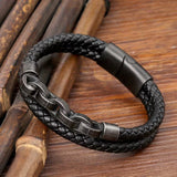 Vintage Double-Layer Leather Chain Bracelet