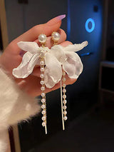 Faux Pearl & Bow Decor Drop Earrings