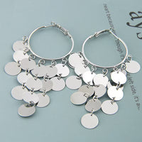 Unique Metal Alloy Sequined Tassel Earrings