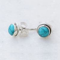 Round Turquoise Stud Earrings