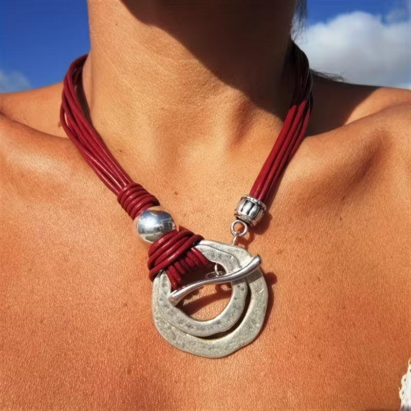 Bohemian Double-Layer Ring Pendant Necklace