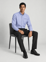 Men's Cotton Linen Blend Stripe Button Down Shirt.