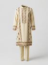 Beige Block Print Kurta Set