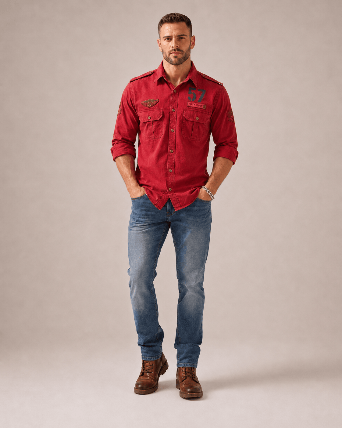 57brand Aviator Blood-Red Twill Shirt