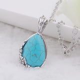 Vintage Turquoise Teardrop Pendant Necklace