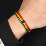 Jamaican Reggae Leather Wrap Bracelet