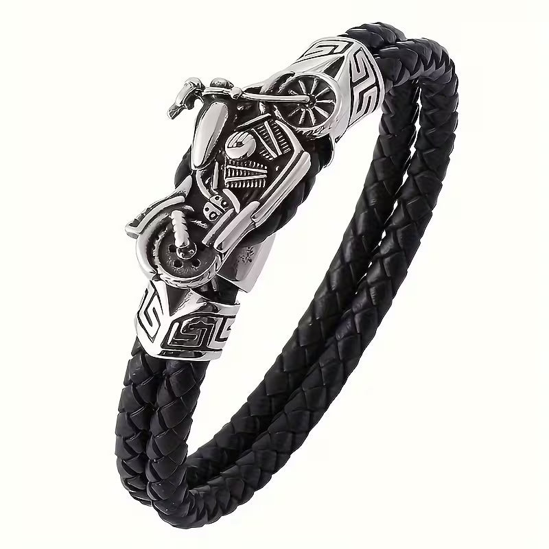 Men’s Double Braided Faux Leather Bracelet