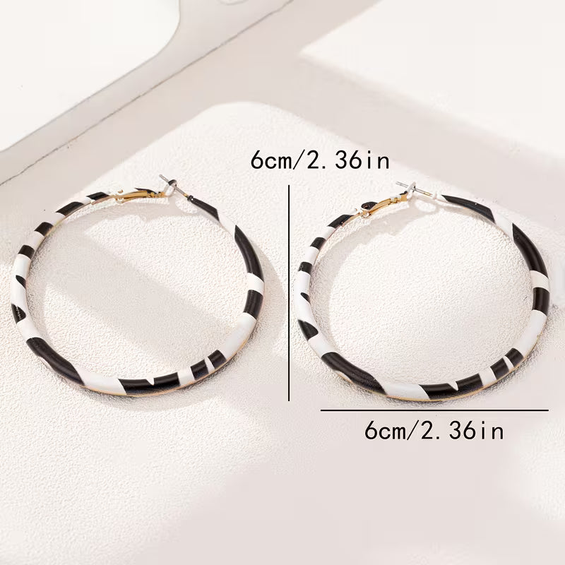 Black & White Zebra Print Hoop Earrings