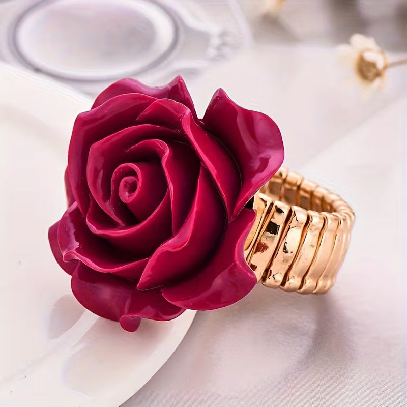 A Red Rose Jewelry Ring for Women